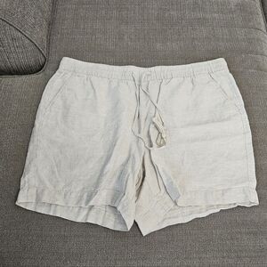 Talbots Linen Cream Natural Minimalist Casual Coastal Shorts Size XL